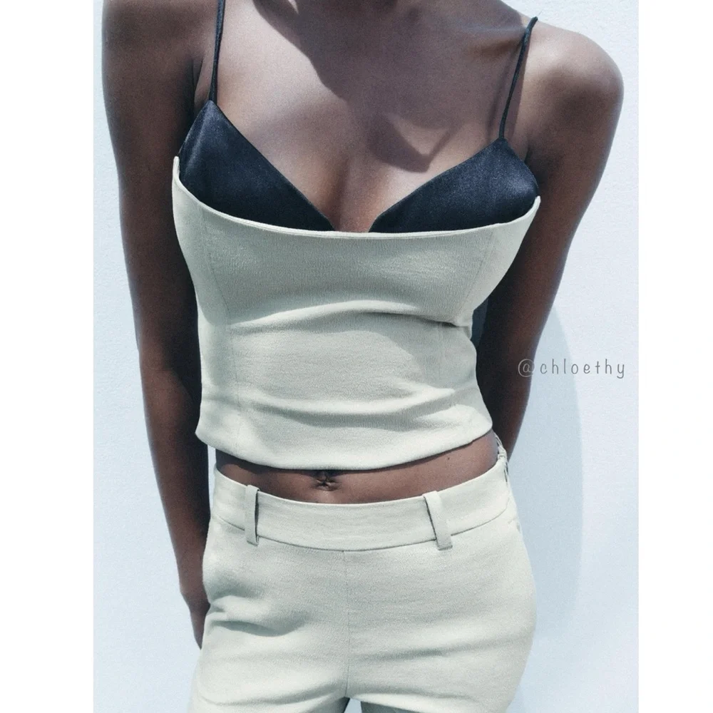 Zara CONTRASTING TANK TOP